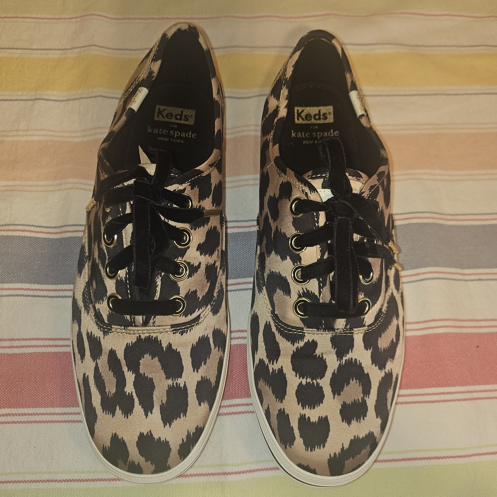 Keds/Kate Spade Women's Black and Tan Leopard Sneakers